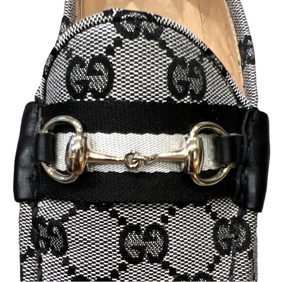 Vintage Authentic Gucci original GG logo printed loafers horse bit buckle 7.5 - Picture 3 of 7